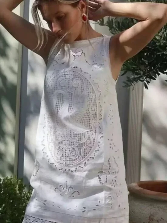 DOEN lucina embroidered linen mini dress - Picture 5 of 14